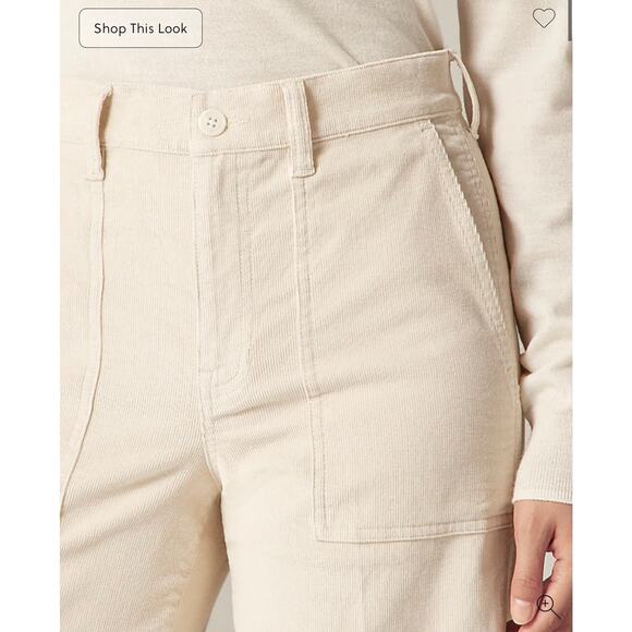J. Crew camp-pocket wide-leg pant in stretch corduroy Pale Bone NWT size 28P - Picture 3 of 8